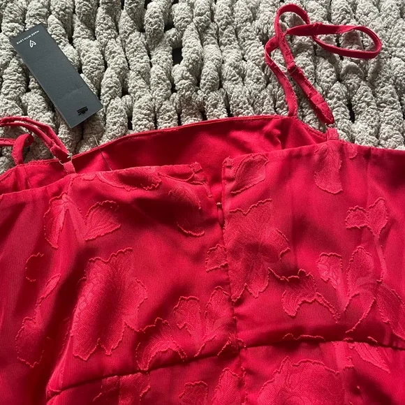 Lulus Days With You Red Floral Burnout Ruffled Mini Dress - Size S - Picture 5 of 6